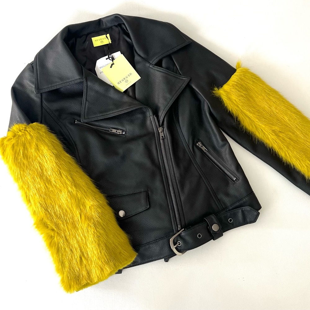 NWT HEURUEH Faux Leather/Faux Fur
Moto jacket